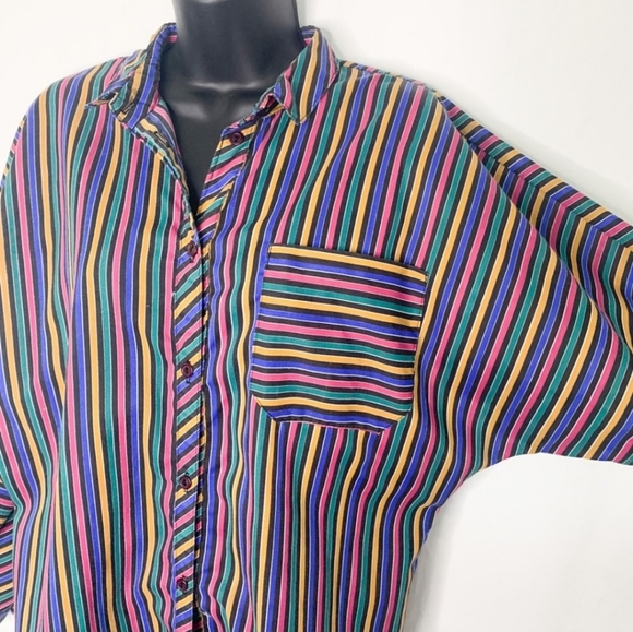 Vintage Rainbow Striped Tunic Dress / Beach Cover Up - Picture 6 of 7